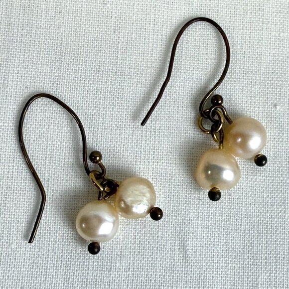 Pearl Dangle Earrings Lot of 3 Vintage Costume Jewelry - Picture 2 of 5